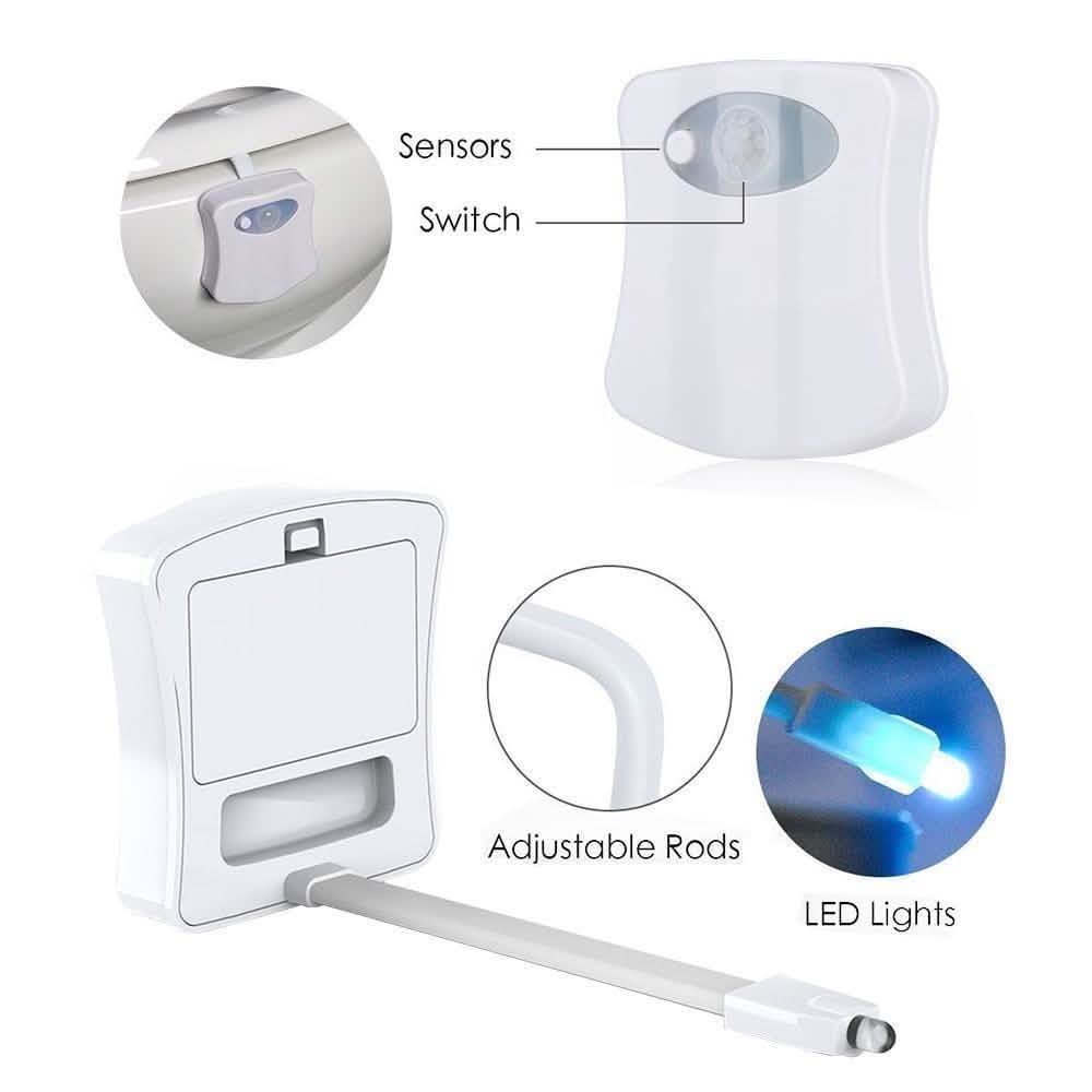 8-Color LED Sensor Motion-Activated Bathroom Toilet Light